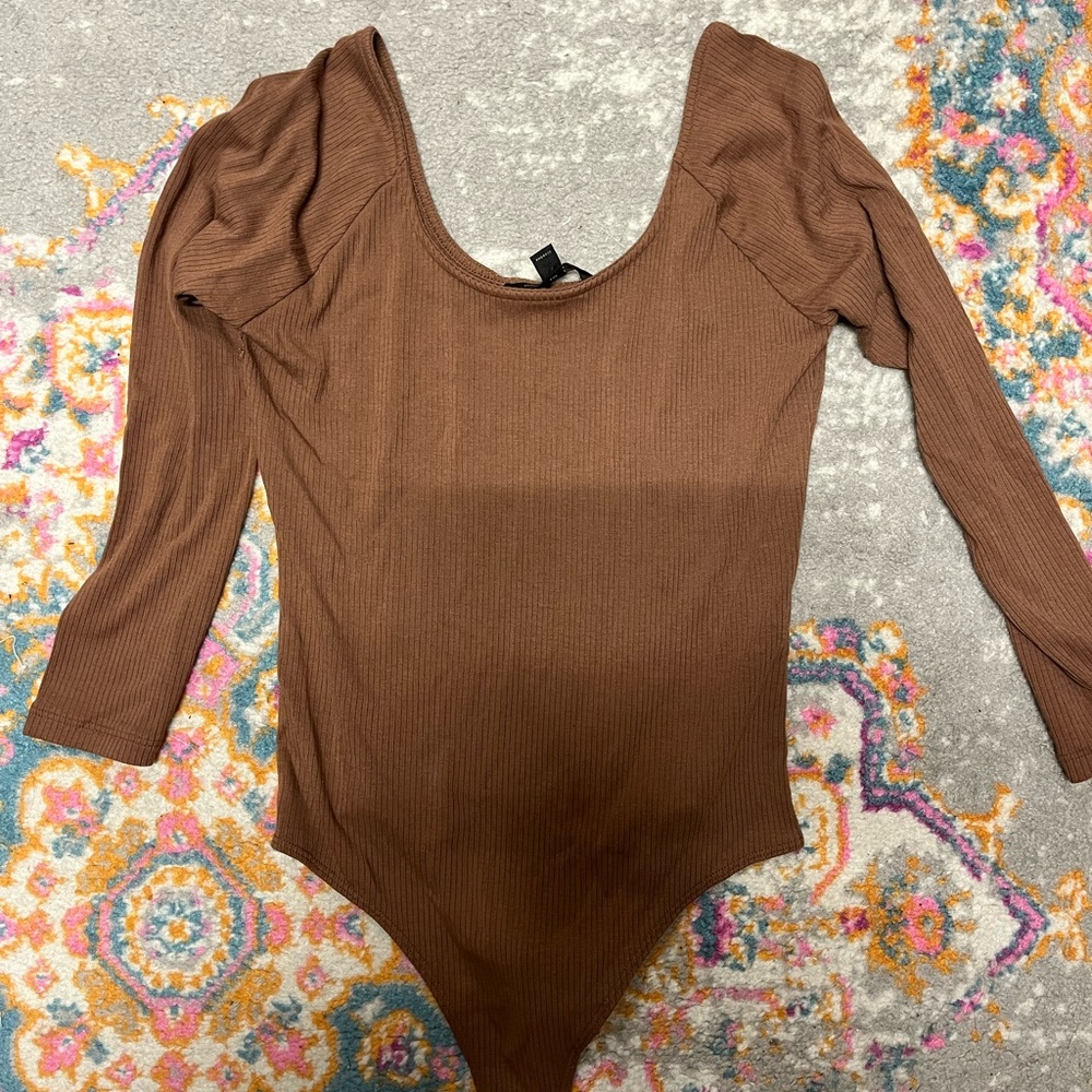 Brown Banana Republic Ribbed Long Sleeve Body Suit